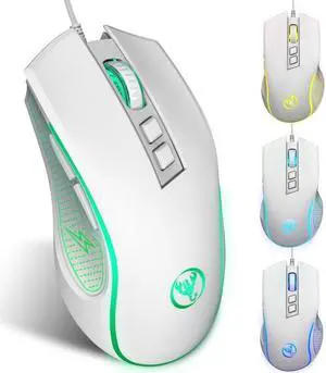 HXSJ X100 7-buttons 3600 DPI Cool Glowing Wired Gaming Mouse, Cable Length: 1.5m (White)