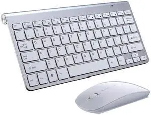 USB External Notebook Desktop Computer Universal Mini Wireless Keyboard Mouse, Style:Keyboard and Mouse Set, Size:Keyboard and Mouse Set (Silver )