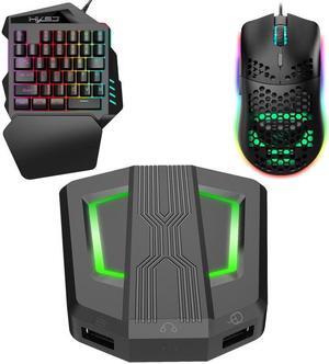 HXSJ P6+V100+J900 Keyboard Mouse Converter + One-handed Keyboard + Gaming Mouse Set P6+V100+J900