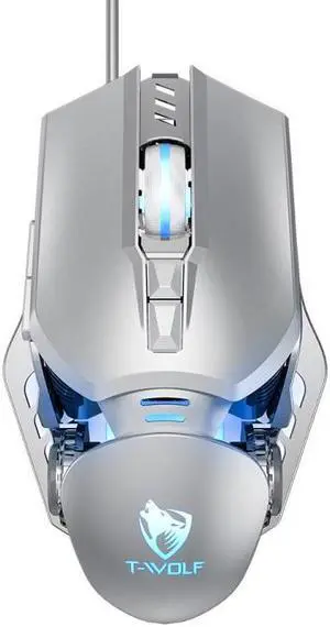 T-WOLF G530 USB Interface 7-Buttons 6400 DPI Wired Mouse Mechanical Gaming Macro Definition 4-Color Breathing Light Gaming Mouse, Cable Length: 1.5m( Silver)
