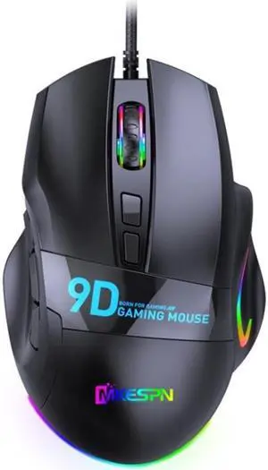 MKESPN X10 9-Buttons RGB Wired Macro Definition Gaming Mouse