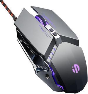 PW2 (Metallic Gray) Inphic W-02 6 Keys Home Office Luminous Macro Programming USB Computer Mechanical Game Wired Mouse, Size:W-02 (Metallic Gray) (Metallic Gray)