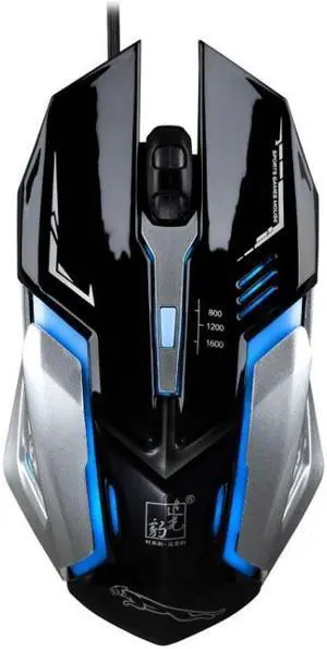 Chasing Leopard K1 USB 1600DPI Three-speed Adjustable LED Backlight Mute Wired Optical Gaming Mouse, Length: 1.3m (Jet Black)