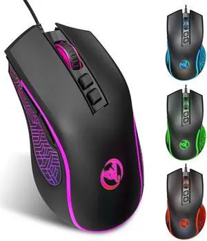 HXSJ X100 7-buttons 3600 DPI Cool Glowing Wired Gaming Mouse, Cable Length: 1.5m (Black)