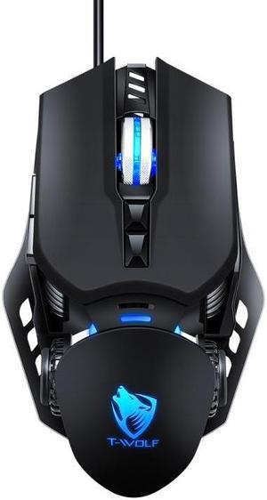 T-WOLF G530 USB Interface 7-Buttons 6400 DPI Wired Mouse Mechanical Gaming Macro Definition 4-Color Breathing Light Gaming Mouse, Cable Length: 1.5m ( Black)