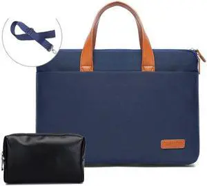 For MacBook 13.3-14 Inches MAHOO 10188 Ultra-Thin Hand Computer Bag Messenger Laptop Bag, Color: Dark Blue+Black PU Power Bag Dark Blue+Black PU Power Bag