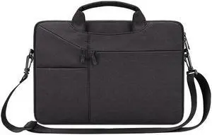 ST02S Waterproof Tear Resistance Hidden Portable Strap One-shoulder Handbag for 14.1 inch Laptops, with Suitcase Belt (Black)