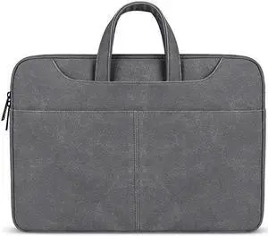 ST06S Waterproof PU Leather Zipper Hidden Portable Strap One-shoulder Handbag for 13.3 inch Laptops, with Magic Stick & Suitcase Belt (Dark Gray)