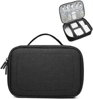 Multi-function Headphone Charger Data Cable Storage Bag, Single Layer Storage Bag, Size: 23x16x7cm (Black)
