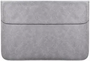 PU01S PU Leather Horizontal Invisible Magnetic Buckle Laptop Inner Bag for 15.4 inch laptops (Grey)