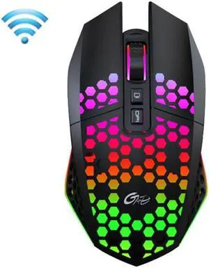 FMOUSE  X801 8 Keys 1600DPI Hollow Luminous Gaming  Office Mouse,Style: Black Wireless Rechargeable Black Wireless Rechargeable
