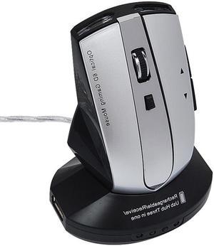 MZ-011 2.4GHz 1600DPI Wireless Rechargeable Optical Mouse with HUB Function (Black Silver)