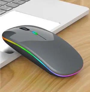 3 Keys RGB Backlit Silent Bluetooth Wireless Dual Mode Mouse (Grey)