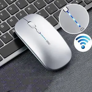 Inphic PM1 Office Mute Wireless Laptop Mouse, Style:Battery Display Battery Display (Space Silver)