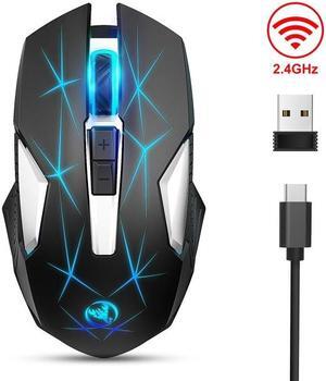 HXSJ T300 7 Keys 2400DPI 2.4G Colorful Luminous Wireless Mouse, Size:T300 Black (Black)