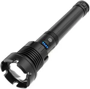 Long Style Micro USB Charging Outdoor Waterproof P90 + COB LED Flashlight, Support Power Display & Telescopic Focusing & 7-level Brightness Adjustment
