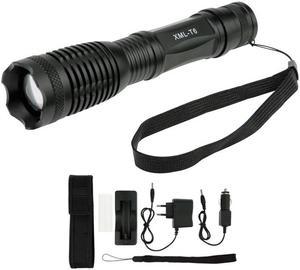 LT-QT CREE XM-L T6 White Light LED Flashlight, 5-Mode 1800 LM Adjustable Focus Flashlight