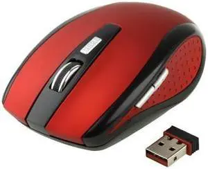 2.4 GHz 800~1600 DPI Wireless 6D Optical Mouse with USB Mini Receiver, Plug and Play, Working Distance up to 10 Meters (Red)