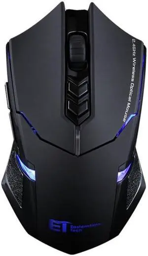 ET X-08 7-keys 2400DPI 2.4G Wireless Mute Gaming Mouse with USB Receiver & Colorful Backlight (Black)