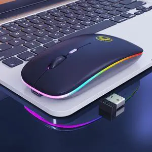 iMICE E-1300 4 Keys 1600DPI Luminous Wireless Silent Desktop Notebook Mini Mouse, Style:Charging Luminous Edition(Black)