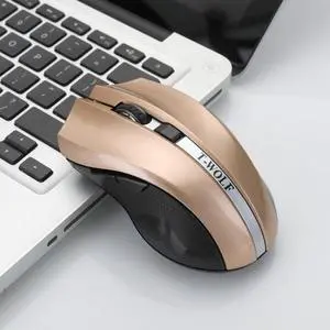 T-WOLF Q5 2.4GHz 5-Buttons 2000 DPI Wireless Mouse Silent And Non-Light Gaming Office Mouse For Computer PC Laptop ( Golden)