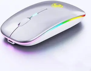 iMICE E-1300 4 Keys 1600DPI Luminous Wireless Silent Desktop Notebook Mini Mouse, Style:Dual-modes Luminous Edition(Silver)