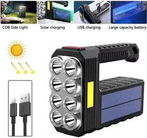 Solar Charging Super Bright Waterproof 8 LED Camping Flashlight Lamp Solar Charging