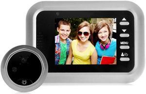 Video Doorbell Camera, W8-S 2.4 inch Screen 2.0MP Security Camera No Disturb Peephole Viewer, Support TF Card (Silver)