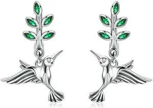 Hummingbird Greetings S925 Sterling Silver With Zircon Earrings SCE464