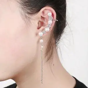 Women Fashion Tassel Left Ear Alloy Clip Earrings Snow Ear Bone Clip (silver) Silver