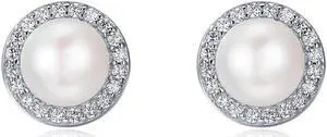 Simple Pearl Diamond Ladies Temperament Earrings S925 Sterling Silver Earrings SCE122