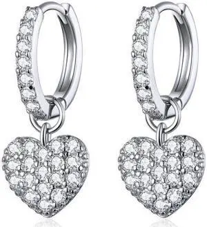 Heart-shaped Earrings Zircon Earrings Sterling Silver S925 Stud Earrings SCE821