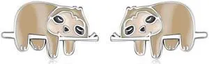 S925 Sterling Silver Cute Sloth Ear Studs Women Earrings Cute Sloth