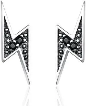 S925 Sterling Silver Stud Earrings Lightning Lady Diamond Earring SCE156