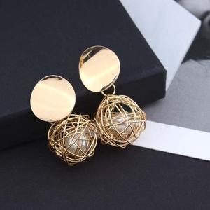 Ball Geometric Earrings For Women Hanging Dangle Earrings Drop Earrings (Gold)
