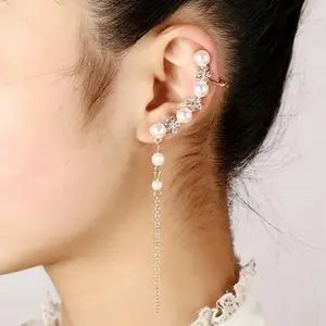Women Fashion Tassel Left Ear Alloy Clip Earrings Snow Ear Bone Clip (gold) Gold