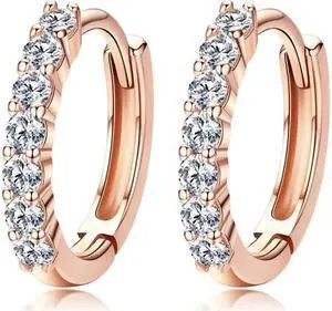 S925 Sterling Silver Jewelry Earrings Inlaid Zircon Earrings (Rose Gold)