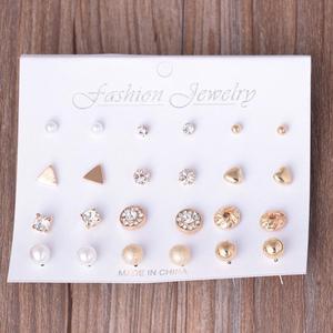 12 Pair Sets Assorted Multiple Stud Earrings Jewelry Set with Card for Women and Girls (Gold)