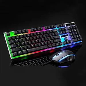 ZGB G21 1600 DPI Professional Wired Colorful Backlight Mechanical Feel Suspension Keyboard + Optical Mouse Kit for Laptop, PC (Black)