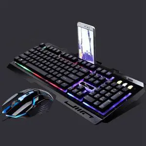 G700 USB RGB Backlight Wired Optical Gaming Mouse and Keyboard Set, Keyboard Cable Length: 1.35m, Mouse Cable Length: 1.3m (Black)