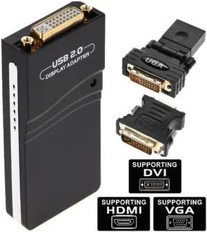 USB 2.0 to VGA, DVI, HDMI Adapter, Resolution: 1280*1024 (Style 2)