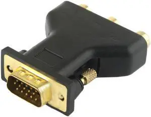 VGA 15 Pin Male to 3 RCA Component Female Adapter