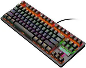 ZIYOULANG K2 87 Keys Office Laptop Punk Glowing Mechanical Wired Keyboard, Cable Length: 1.5m, Color: Black, Size:K2 Black
