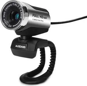 FHD Webcam 1080P, AUSDOM AW615 Computer Camera with Microphone USB Web Cam for Online Video Calling Skype YouTube Live Streaming Recording on Desktop Laptop PC Compatible with Mac Android Windows
