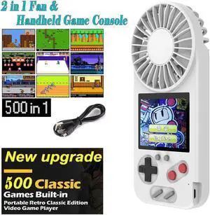 Handheld Game Console with Fan,2 in 1 800mAh etro Video Games Console for kids with 500 Classic Games,3.0" Screen,Consola de Juegos Portátil con ventilador,for Kids and Adult