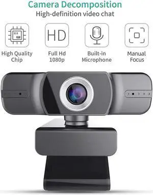 Click image to open expanded view
1080p HD Webcam with Microphone,USB Computer Camera for Live Streaming Webcam,110 Degrees Wide-Angle 30fps for Laptop, Desktop, Conferencing, Video Chatting