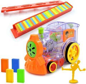 Domino locomotive domino building blocks domino effect exciting domino car building block educational toys boys girls interest toys admission admission nursery kindergarten birthday Christmas gift