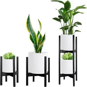 SANUME 2 Pack Indoor Plant Stands, 2 Tier Tall Plant Stand 30 inches, Mid Century Bamboo Plant Stand, Adjustable Width 8-12 inches, Fits Pot Size of 8 9 10 11 12 inches Pot and Plant Not Included SANUME 2 Pack Indoor Plant Stands, 2 Tier Tall Plant Stand 30 inches, Mid Century Bamboo Plant Stand, Adjustable Width 8-12 inches, Fits Pot Size of 8 9 10 11 12 inches Pot and Plant Not Included