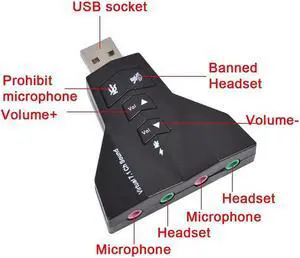 External 7.1 Channel USB 3D Sound Card Audio for Laptop PC for Macbook Dual Virtual 7.1 USB 2.0 Adapter