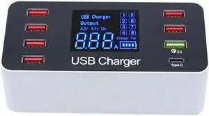 8 Port Multi Fast Usb Charger Quick Charge 3.0 Multiple Usb Phone Charging Station Universal Usb Hub Charger Qc 3.0 Led Displa